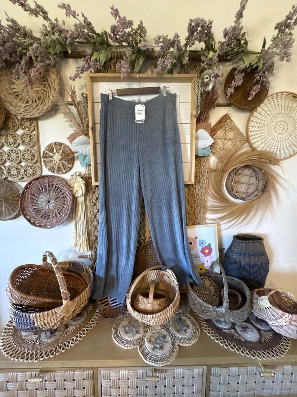 NWT Barefoot Dreams Rolled Edge Pant Size L Blue Cove
